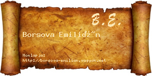 Borsova Emilián névjegykártya